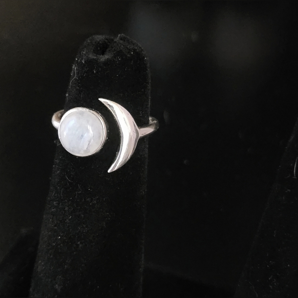 Sterling Adjustable Moon Ring - 6